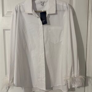 Crown & Ivy White Blouse with Classic Collar
